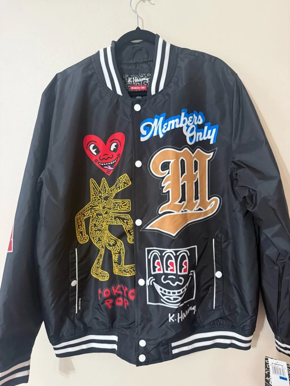 Members Only × Keith Haring size XL Andy Mouse Bomber Jacket Black, Gorgeous - Picture 2 of 9